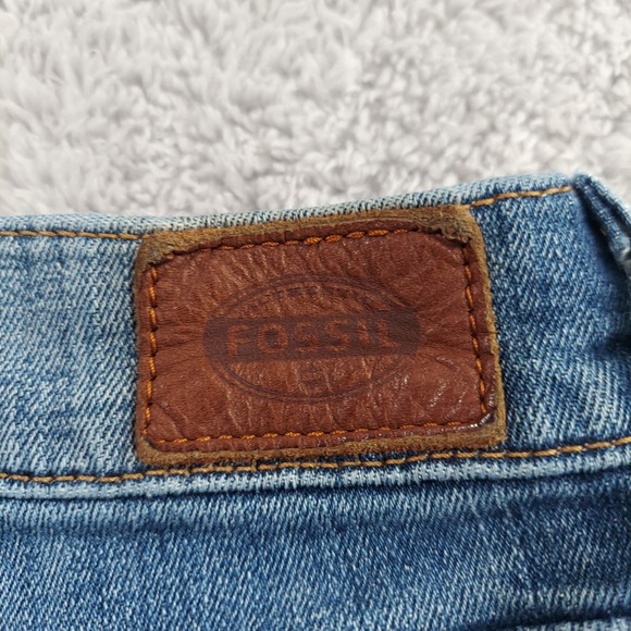 Fossil Jeans Womens Straight Size 25 Dark Wash Denim Stretch Low Rise Raw Hem - Picture 10 of 10